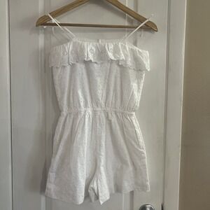 Polo Ralph Lauren White EYELET EMBROIDERY Romper Cotton Girls Size 12 NWT $145